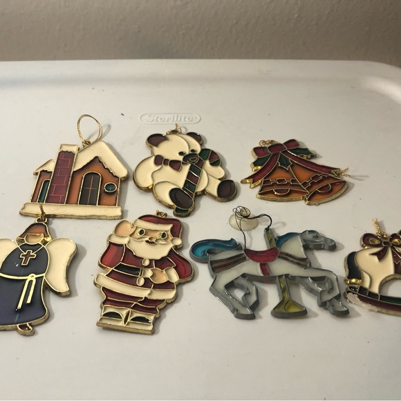 christmas Tree Hanging Stained Glass ornaments Size 3.25”x2.50”(6 pieces) - Picture 7 of 16